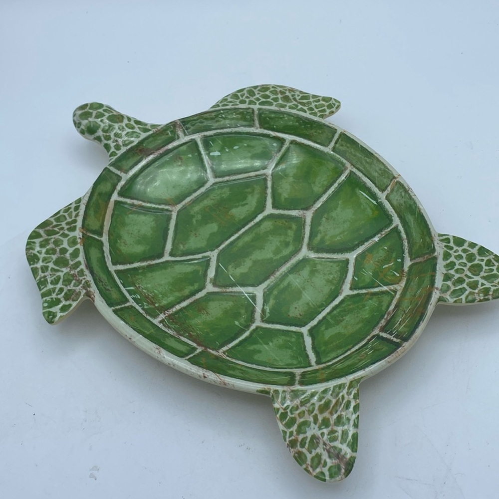 Pier 1 Imports Melamine Speedy the Turtle appetizer plate dish party bbq 10x6”